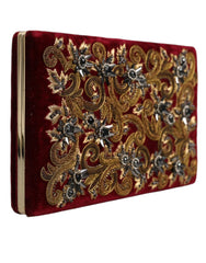 Dolce & Gabbana Red Velvet Gold Frame Clutch Evening Party Purse Bag -  Luxury Clutch Bag for Women -  Dolce & Gabbana.