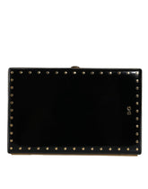 Dolce & Gabbana Black Leather Studs Gold Frame Clutch Evening Purse Bag -  Luxury Clutch Bag for Women -  Dolce & Gabbana.