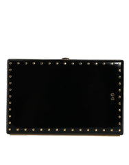 Dolce & Gabbana Black Leather Studs Gold Frame Clutch Evening Purse Bag -  Luxury Clutch Bag for Women -  Dolce & Gabbana.