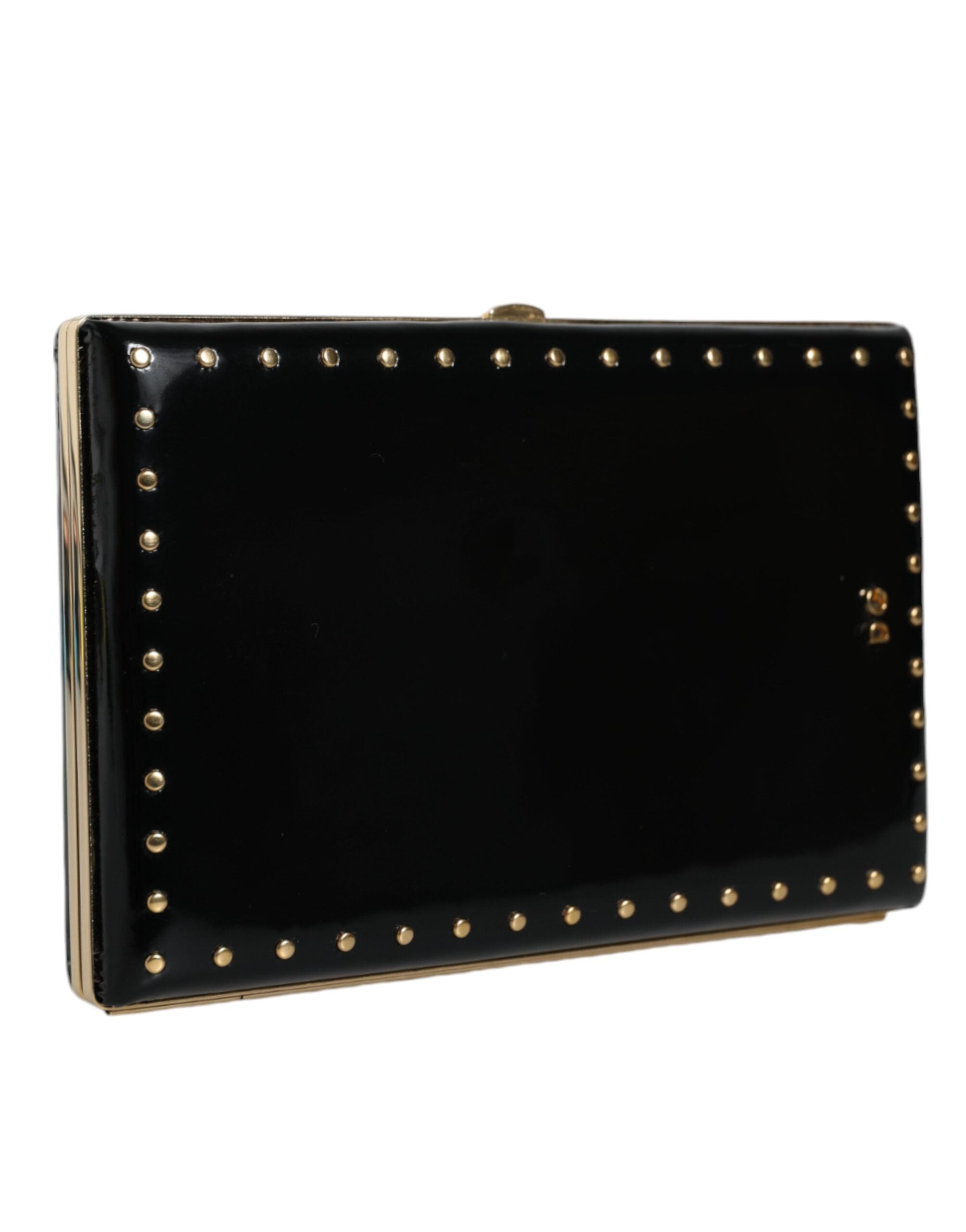 Dolce & Gabbana Black Leather Studs Gold Frame Clutch Evening Purse Bag -  Luxury Clutch Bag for Women -  Dolce & Gabbana. Dolce & Gabbana Black Leather Studs Gold Frame Clutch Evening Purse Bag -  Luxury Clutch Bag for Women -  Dolce & Gabbana.