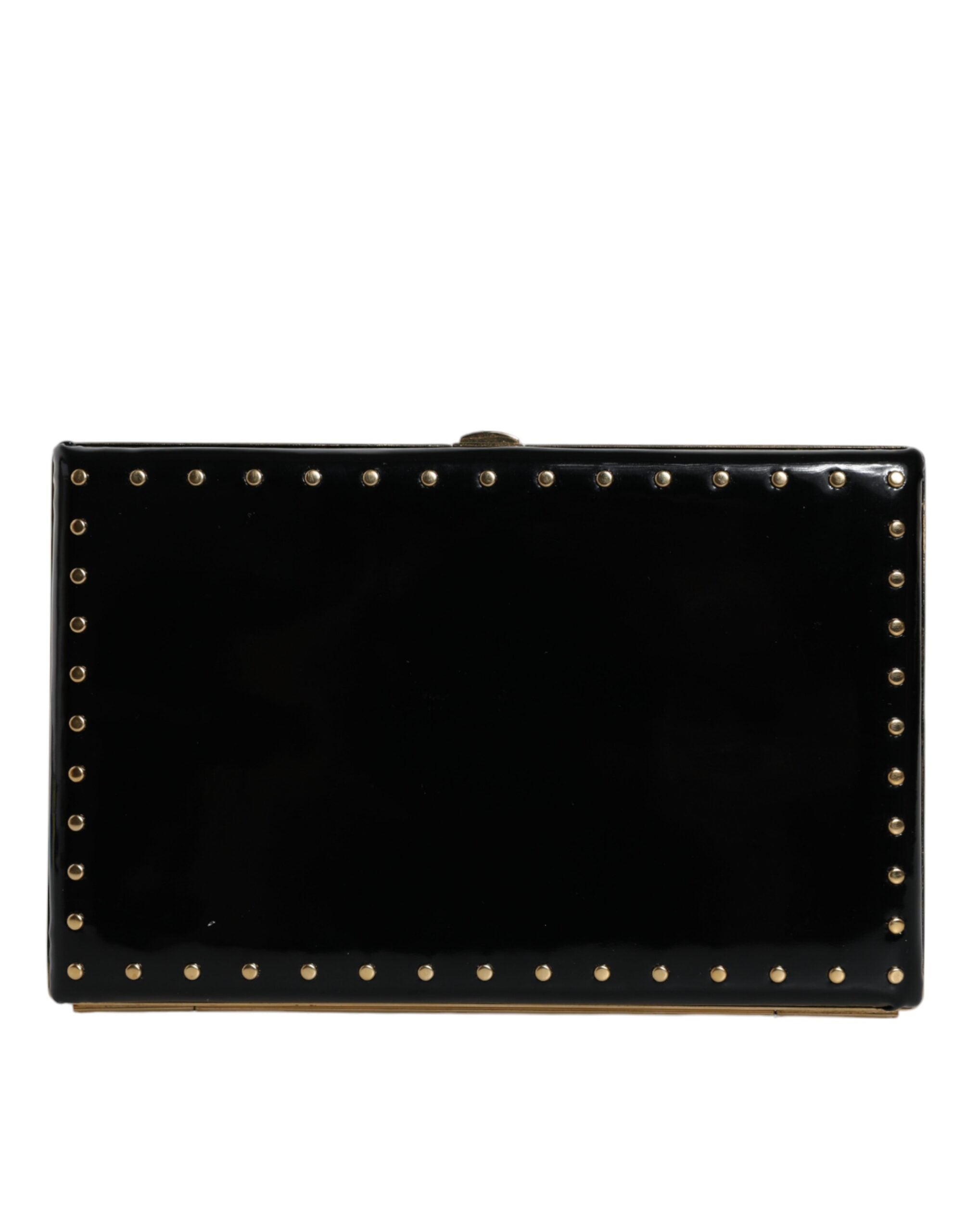 Dolce & Gabbana Black Leather Studs Gold Frame Clutch Evening Purse Bag -  Luxury Clutch Bag for Women -  Dolce & Gabbana. Dolce & Gabbana Black Leather Studs Gold Frame Clutch Evening Purse Bag -  Luxury Clutch Bag for Women -  Dolce & Gabbana.