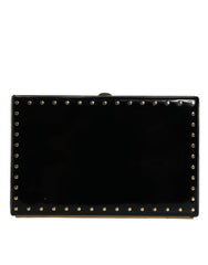 Dolce & Gabbana Black Leather Studs Gold Frame Clutch Evening Purse Bag -  Luxury Clutch Bag for Women -  Dolce & Gabbana.