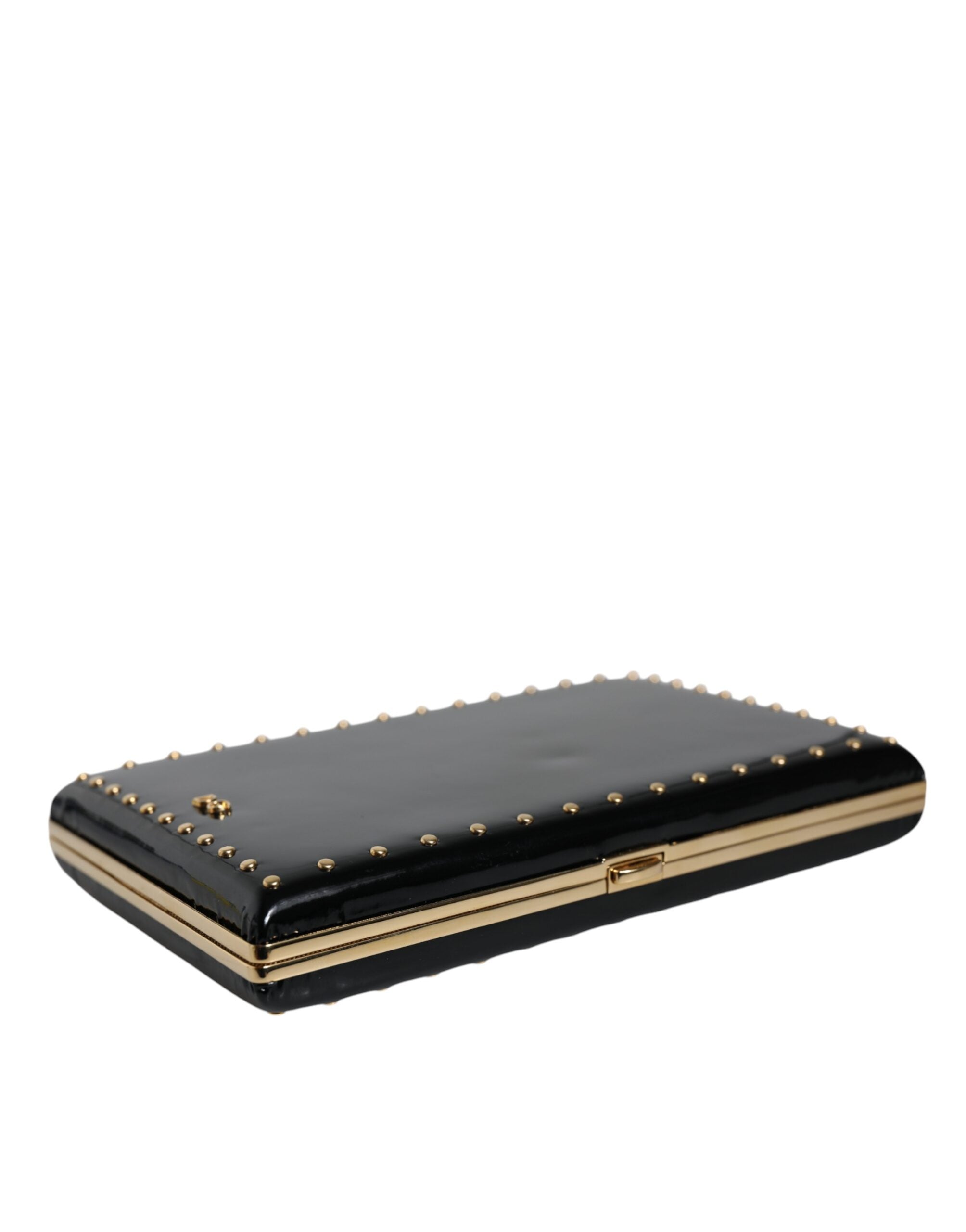 Dolce & Gabbana Black Leather Studs Gold Frame Clutch Evening Purse Bag -  Luxury Clutch Bag for Women -  Dolce & Gabbana. Dolce & Gabbana Black Leather Studs Gold Frame Clutch Evening Purse Bag -  Luxury Clutch Bag for Women -  Dolce & Gabbana.