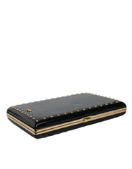 Dolce & Gabbana Black Leather Studs Gold Frame Clutch Evening Purse Bag -  Luxury Clutch Bag for Women -  Dolce & Gabbana.