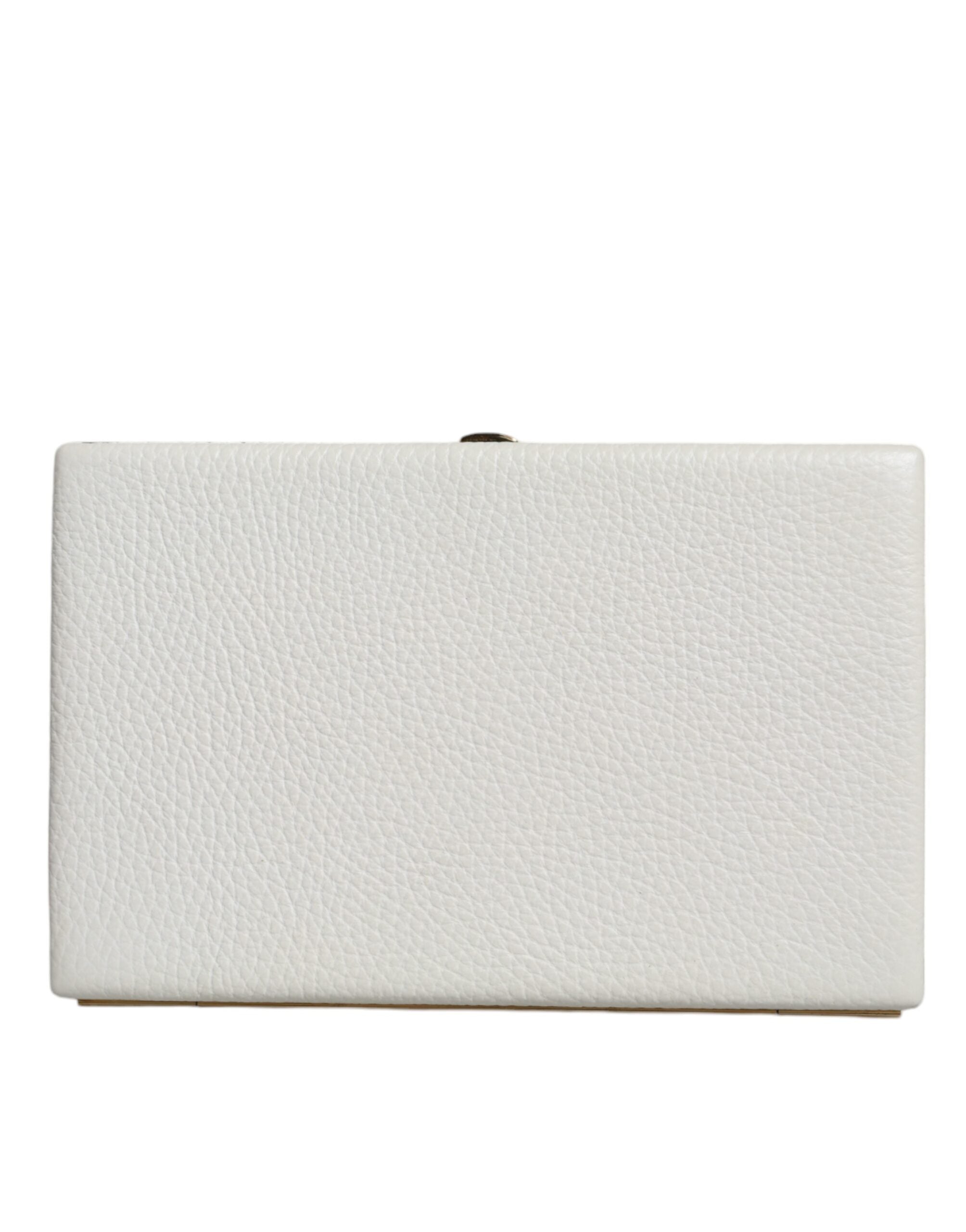 Dolce & Gabbana White Leather Gold Frame Clutch Evening Party Purse Bag -  Luxury Clutch Bag for Women -  Dolce & Gabbana.