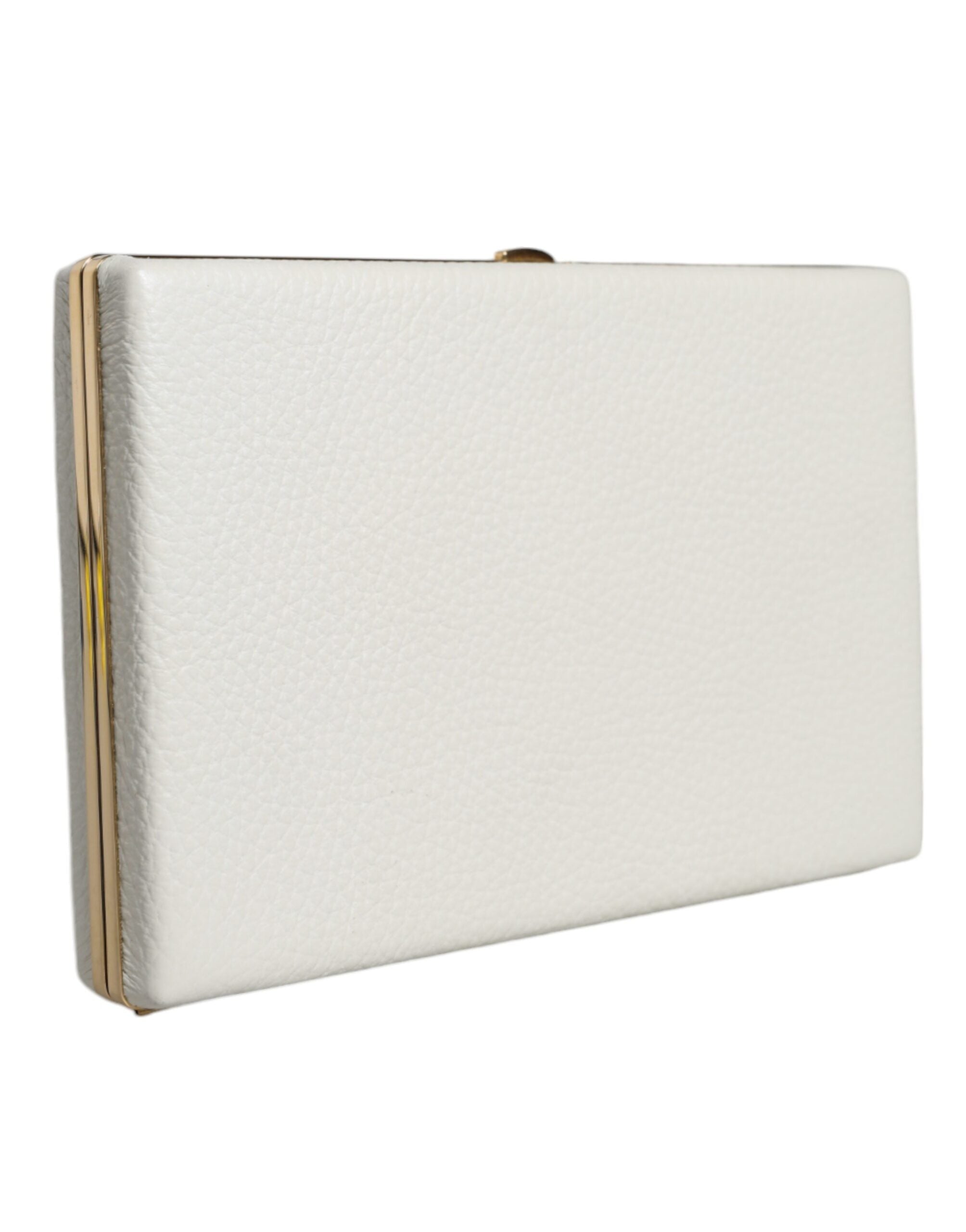 Dolce & Gabbana White Leather Gold Frame Clutch Evening Party Purse Bag -  Luxury Clutch Bag for Women -  Dolce & Gabbana. Dolce & Gabbana White Leather Gold Frame Clutch Evening Party Purse Bag -  Luxury Clutch Bag for Women -  Dolce & Gabbana.