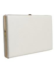Dolce & Gabbana White Leather Gold Frame Clutch Evening Party Purse Bag -  Luxury Clutch Bag for Women -  Dolce & Gabbana.