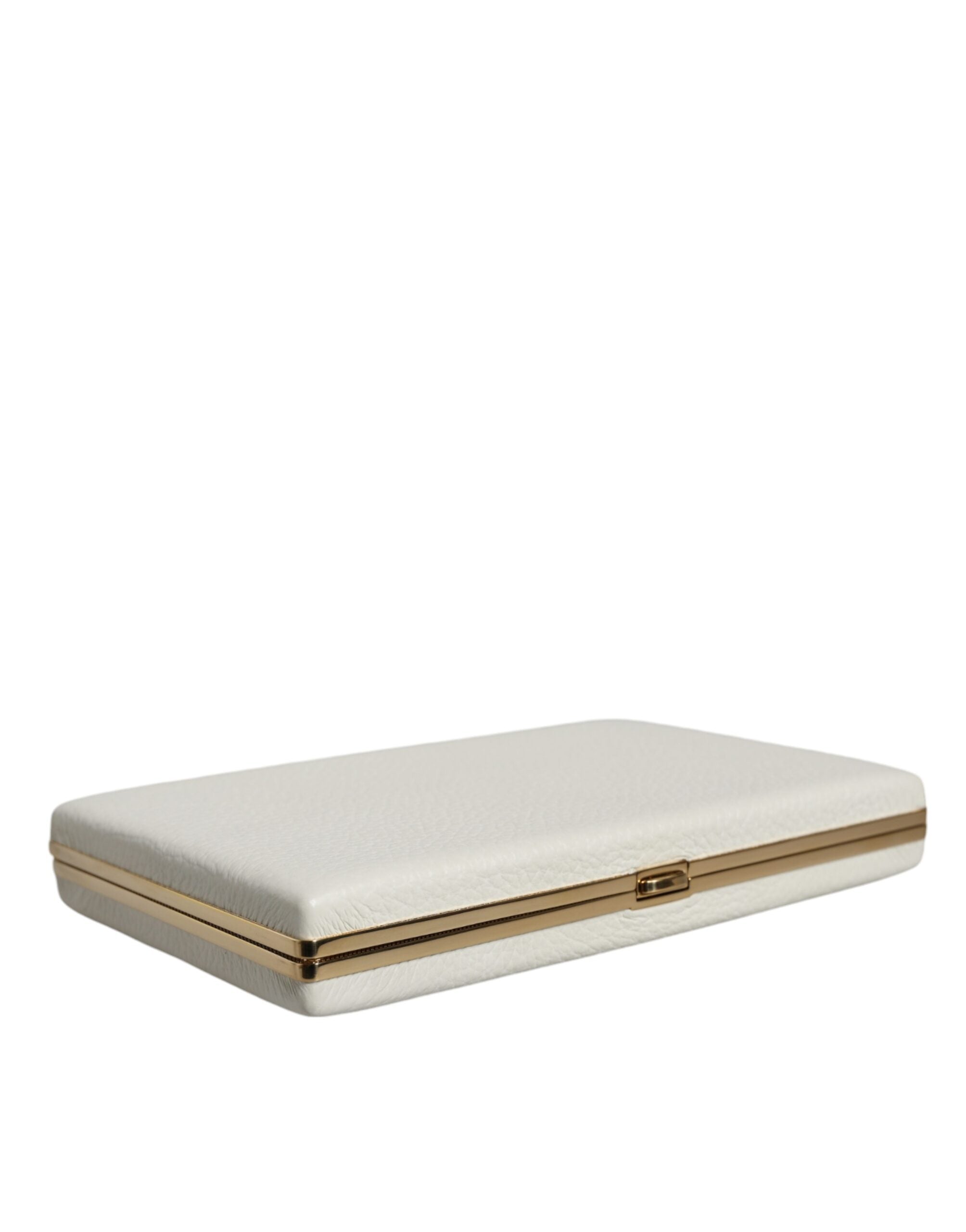 Dolce & Gabbana White Leather Gold Frame Clutch Evening Party Purse Bag -  Luxury Clutch Bag for Women -  Dolce & Gabbana. Dolce & Gabbana White Leather Gold Frame Clutch Evening Party Purse Bag -  Luxury Clutch Bag for Women -  Dolce & Gabbana.