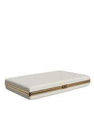 Dolce & Gabbana White Leather Gold Frame Clutch Evening Party Purse Bag -  Luxury Clutch Bag for Women -  Dolce & Gabbana.