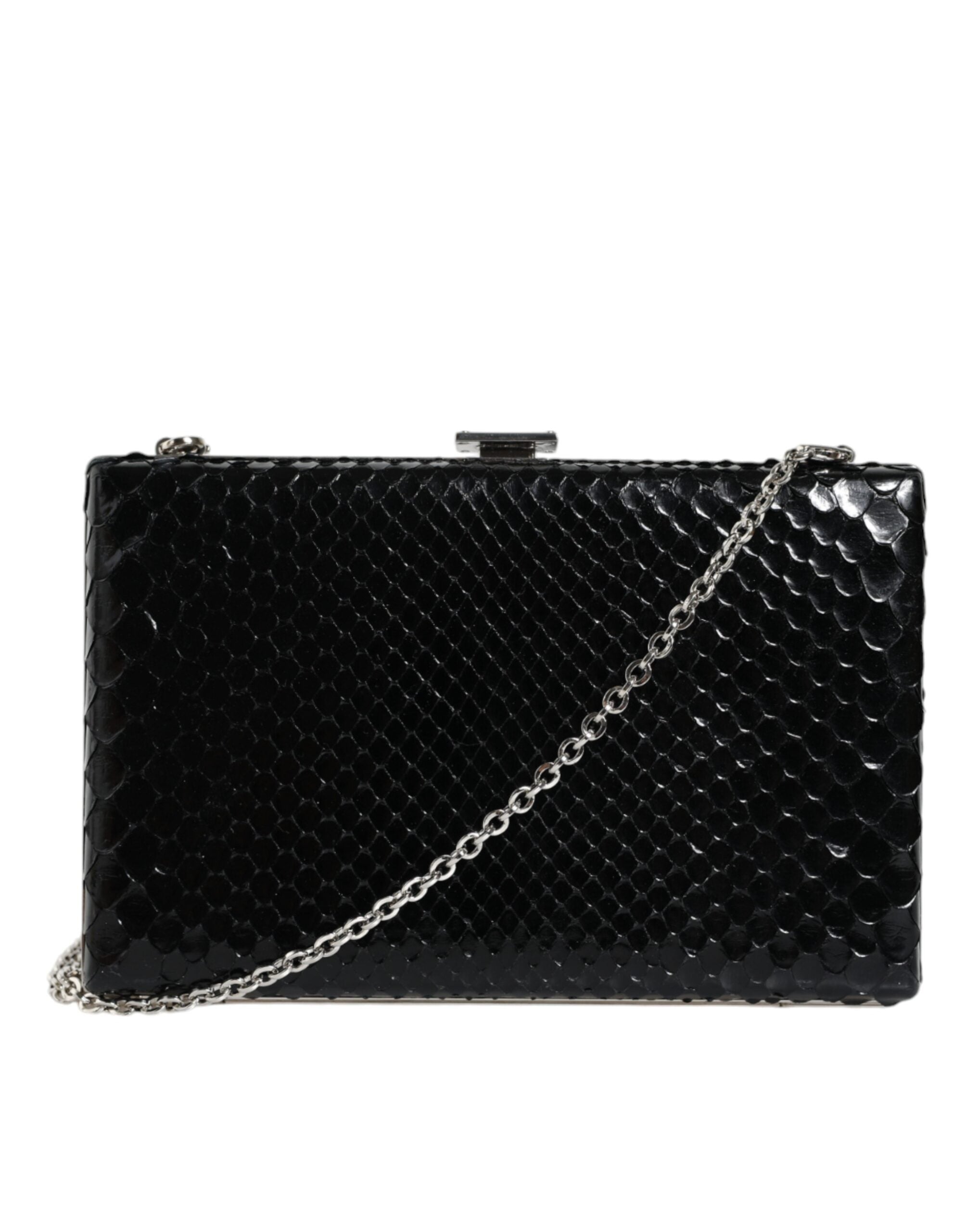 Dolce & Gabbana Black Leather Silver Frame Clutch Mini Crossbody Bag -   -  Dolce & Gabbana.