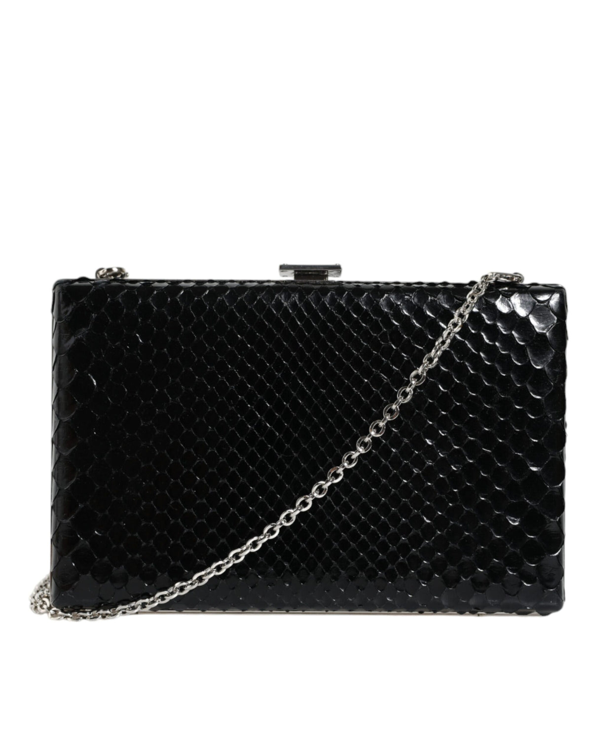 Dolce & Gabbana Black Leather Silver Frame Clutch Mini Crossbody Bag -   -  Dolce & Gabbana.