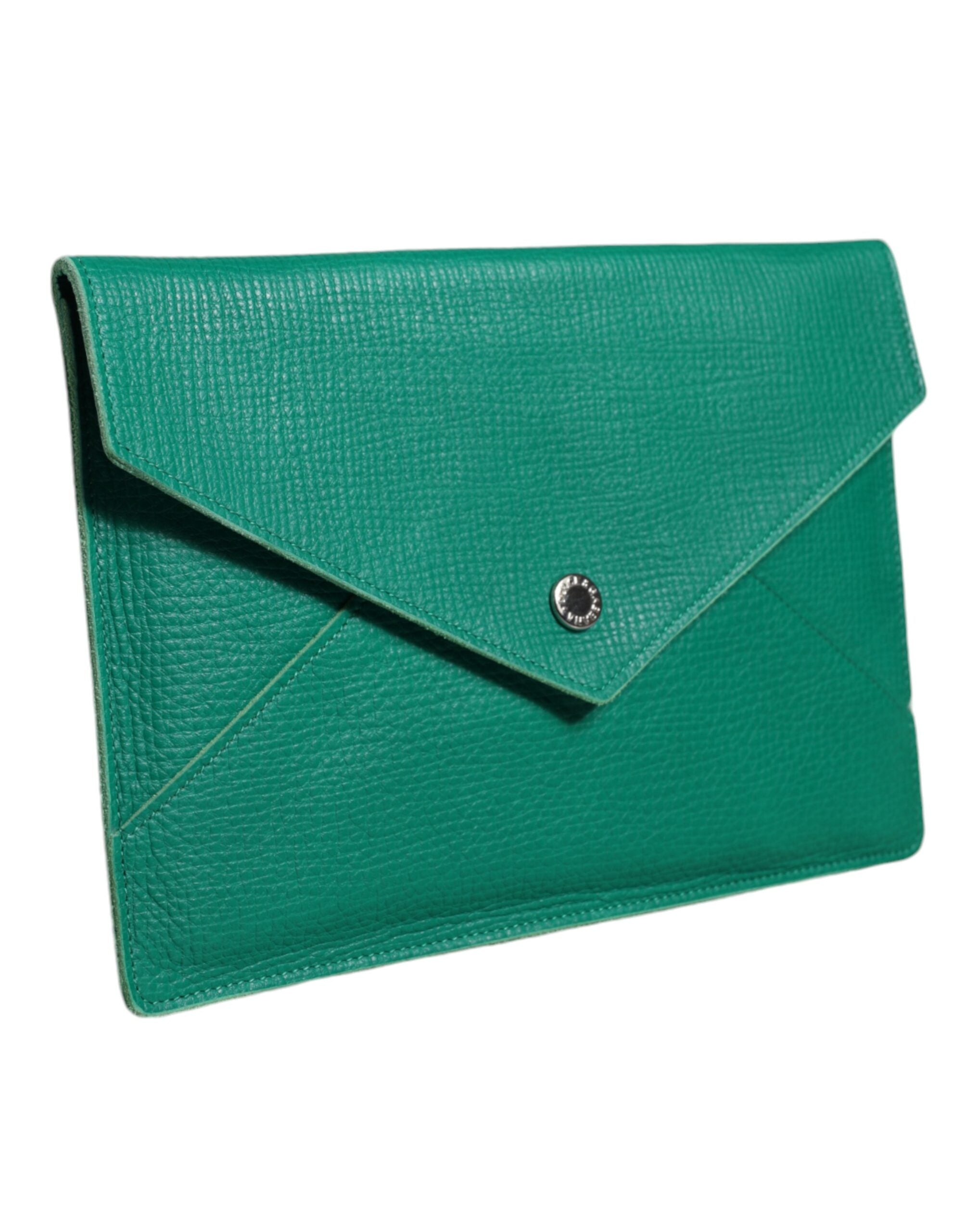Dolce & Gabbana Green Leather Handbag Clutch Mini Purse Pouch Tablet Case -   -  Dolce & Gabbana. Dolce & Gabbana Green Leather Handbag Clutch Mini Purse Pouch Tablet Case -   -  Dolce & Gabbana.