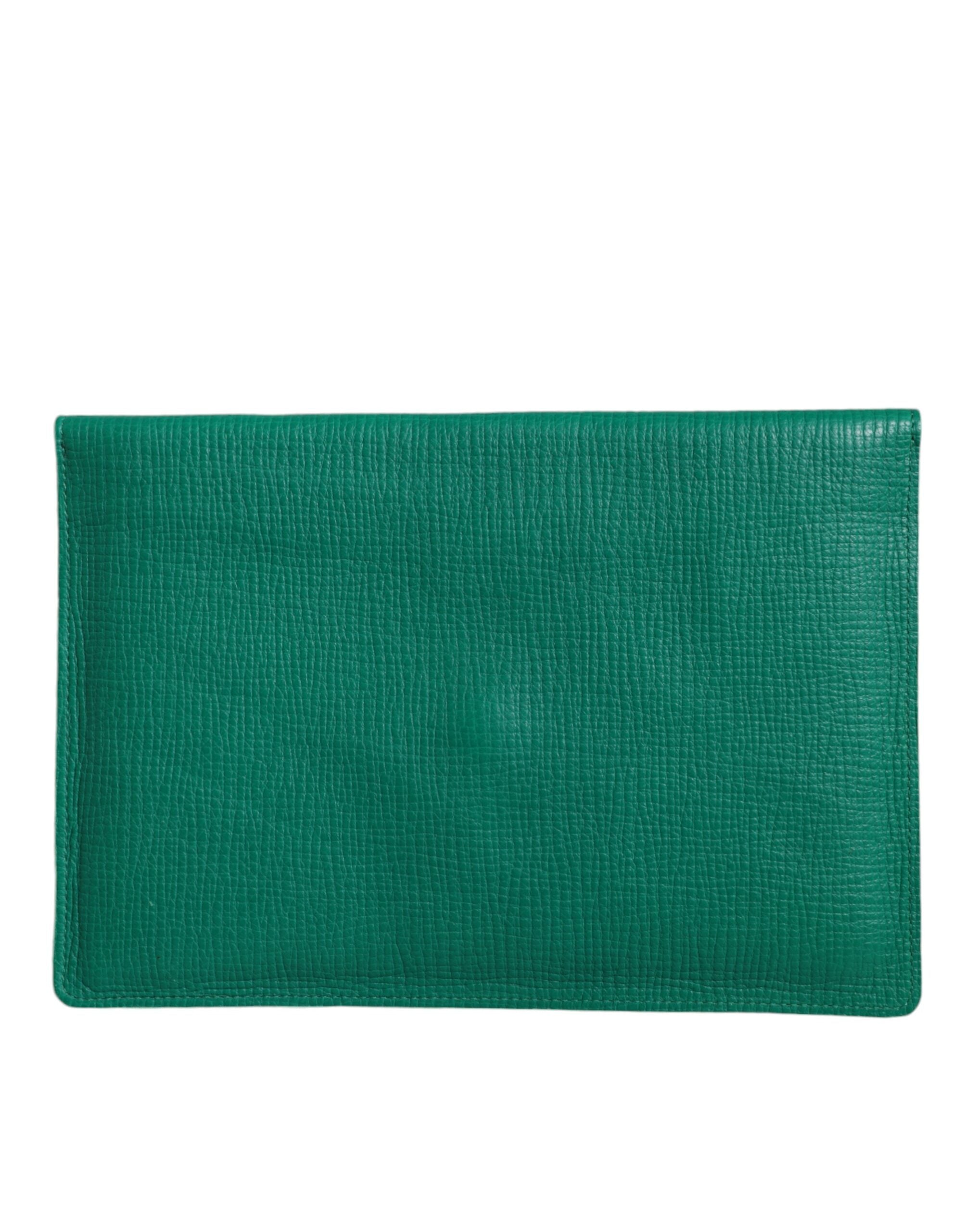 Dolce & Gabbana Green Leather Handbag Clutch Mini Purse Pouch Tablet Case -   -  Dolce & Gabbana. Dolce & Gabbana Green Leather Handbag Clutch Mini Purse Pouch Tablet Case -   -  Dolce & Gabbana.