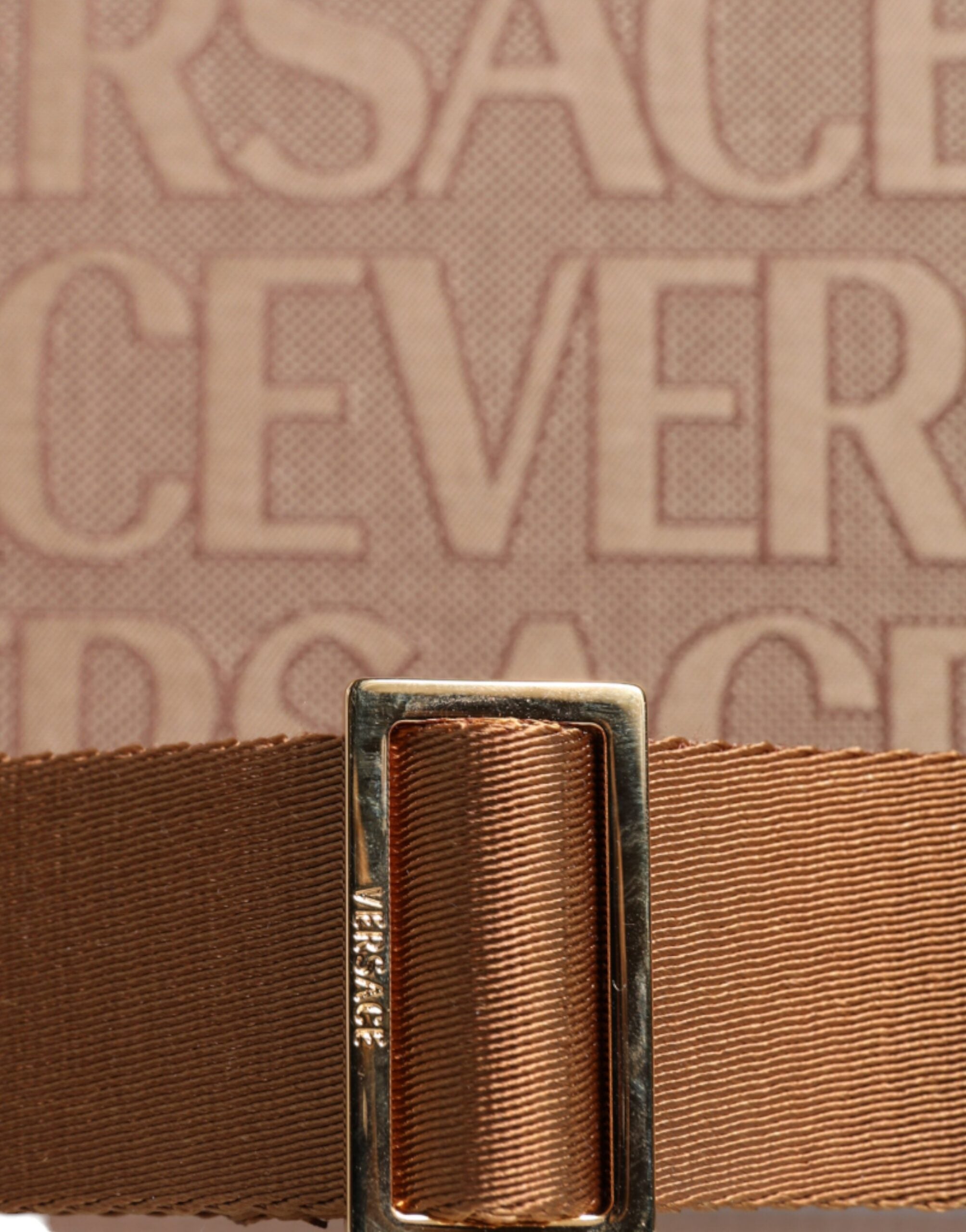 Versace Brown Top Handle Jacquard Leather Logo Crossbody Tote Bag -  Luxury Shopper Bag for Women -  Versace. Versace Brown Top Handle Jacquard Leather Logo Crossbody Tote Bag -  Luxury Shopper Bag for Women -  Versace.