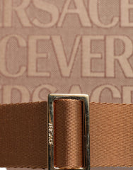 Versace Brown Top Handle Jacquard Leather Logo Crossbody Tote Bag -  Luxury Shopper Bag for Women -  Versace.