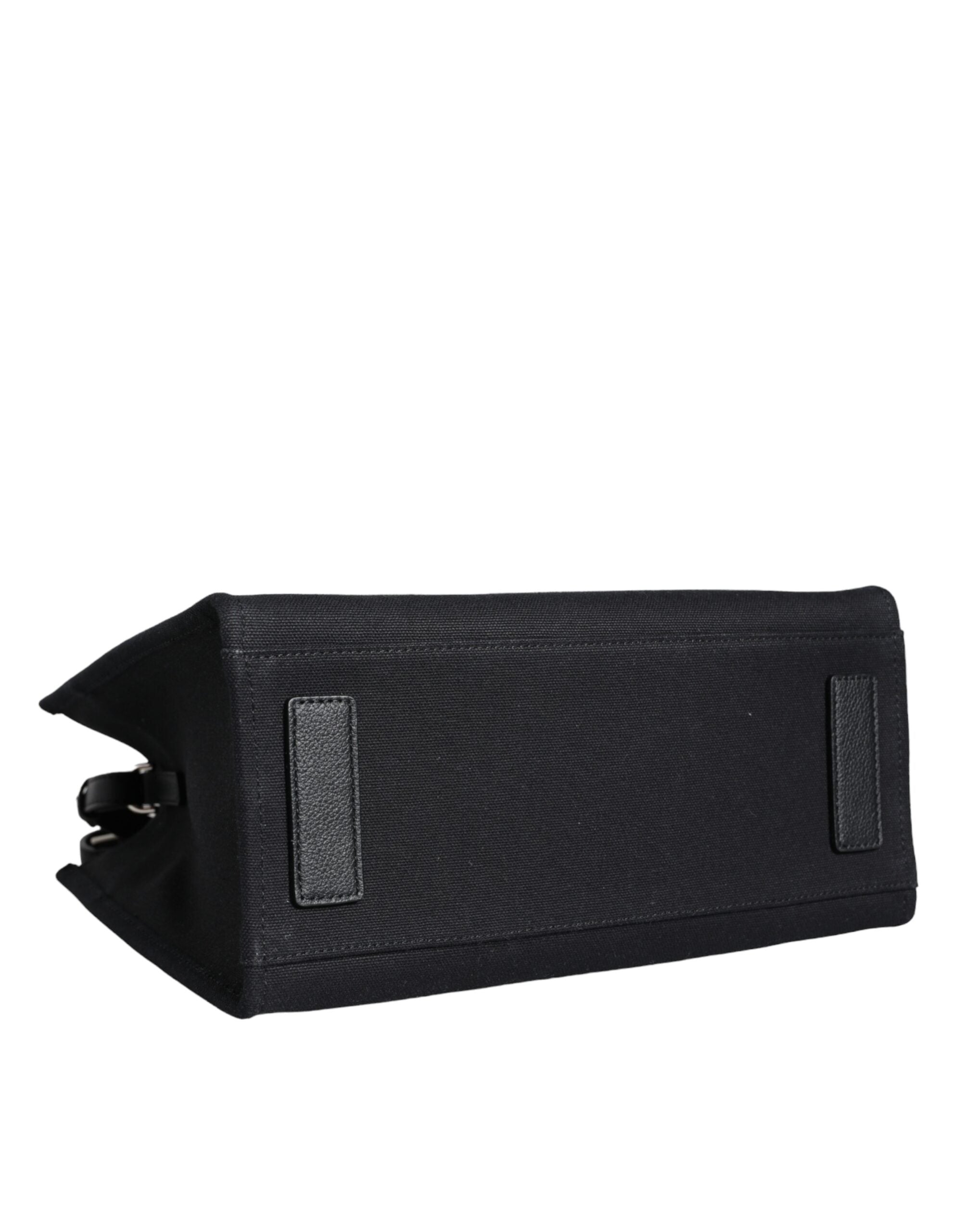 Versace Black Top Handle Canvas Leather Logo Crossbody Tote Bag -   -  Versace. Versace Black Top Handle Canvas Leather Logo Crossbody Tote Bag -   -  Versace.