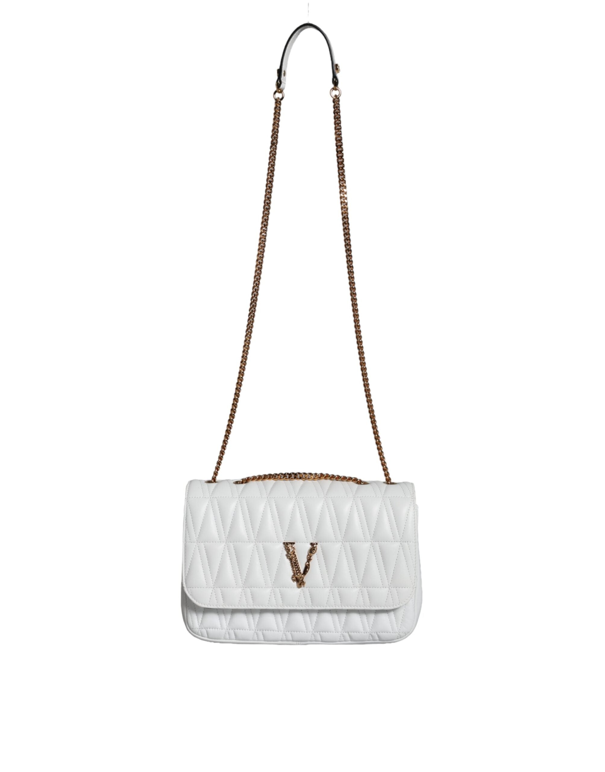 Versace White Mini Nappa Leather Crossbody Shoulder Bag -  Luxury Cross Body Bag for Women -  Versace. Versace White Mini Nappa Leather Crossbody Shoulder Bag -  Luxury Cross Body Bag for Women -  Versace.