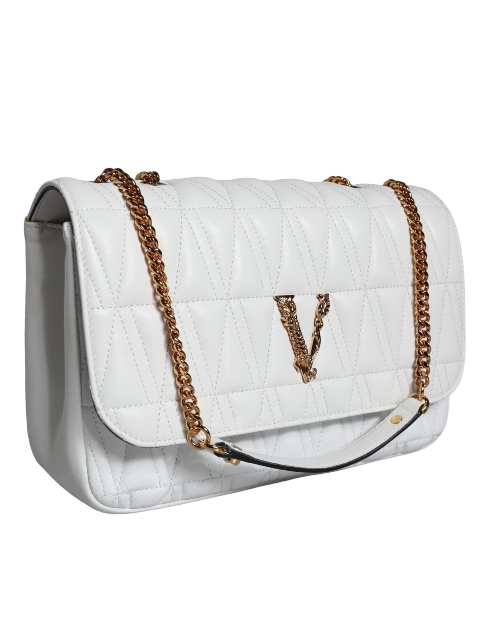 Versace White Mini Nappa Leather Crossbody Shoulder Bag -  Luxury Cross Body Bag for Women -  Versace. Versace White Mini Nappa Leather Crossbody Shoulder Bag -  Luxury Cross Body Bag for Women -  Versace.