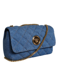 Versace Blue Quilted Denim Leather Crossbody Shoulder Bag -  Luxury Cross Body Bag for Women -  Versace.