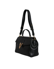 Versace Black Top Handle Grainy Calfskin Leather Crossbody Bag -  Luxury Cross Body Bag for Women -  Versace.