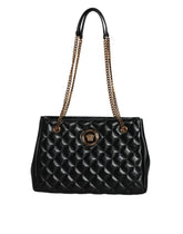 Versace Black Quilted Nappa Leather Shoulder Chain Strap Bag -  Luxury Shoulder Bag for Women -  Versace.
