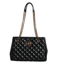 Versace Black Quilted Nappa Leather Shoulder Chain Strap Bag -  Luxury Shoulder Bag for Women -  Versace.