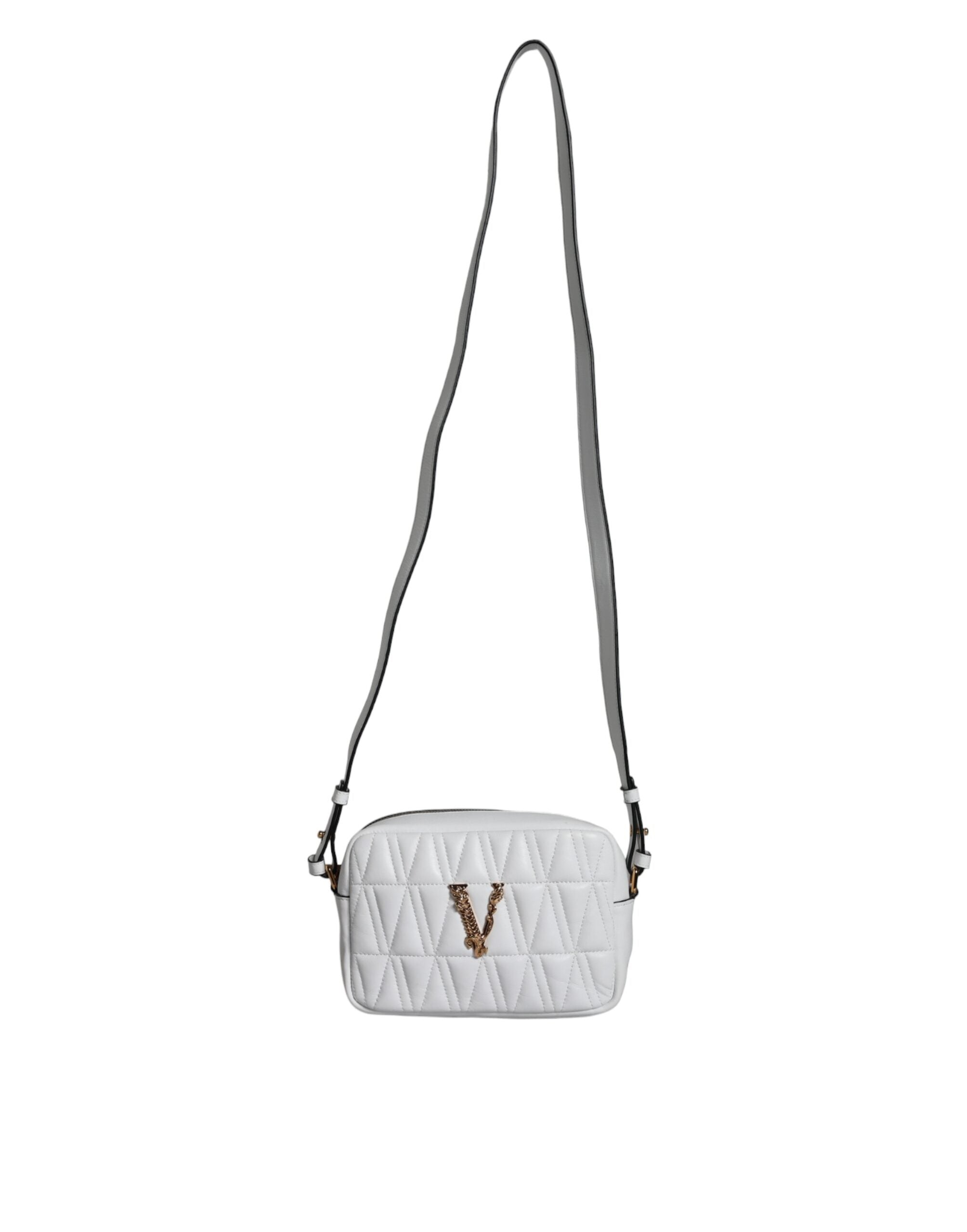 Versace White Quilted Nappa Leather Crossbody Shoulder Bag -  Luxury Cross Body Bag for Women -  Versace. Versace White Quilted Nappa Leather Crossbody Shoulder Bag -  Luxury Cross Body Bag for Women -  Versace.