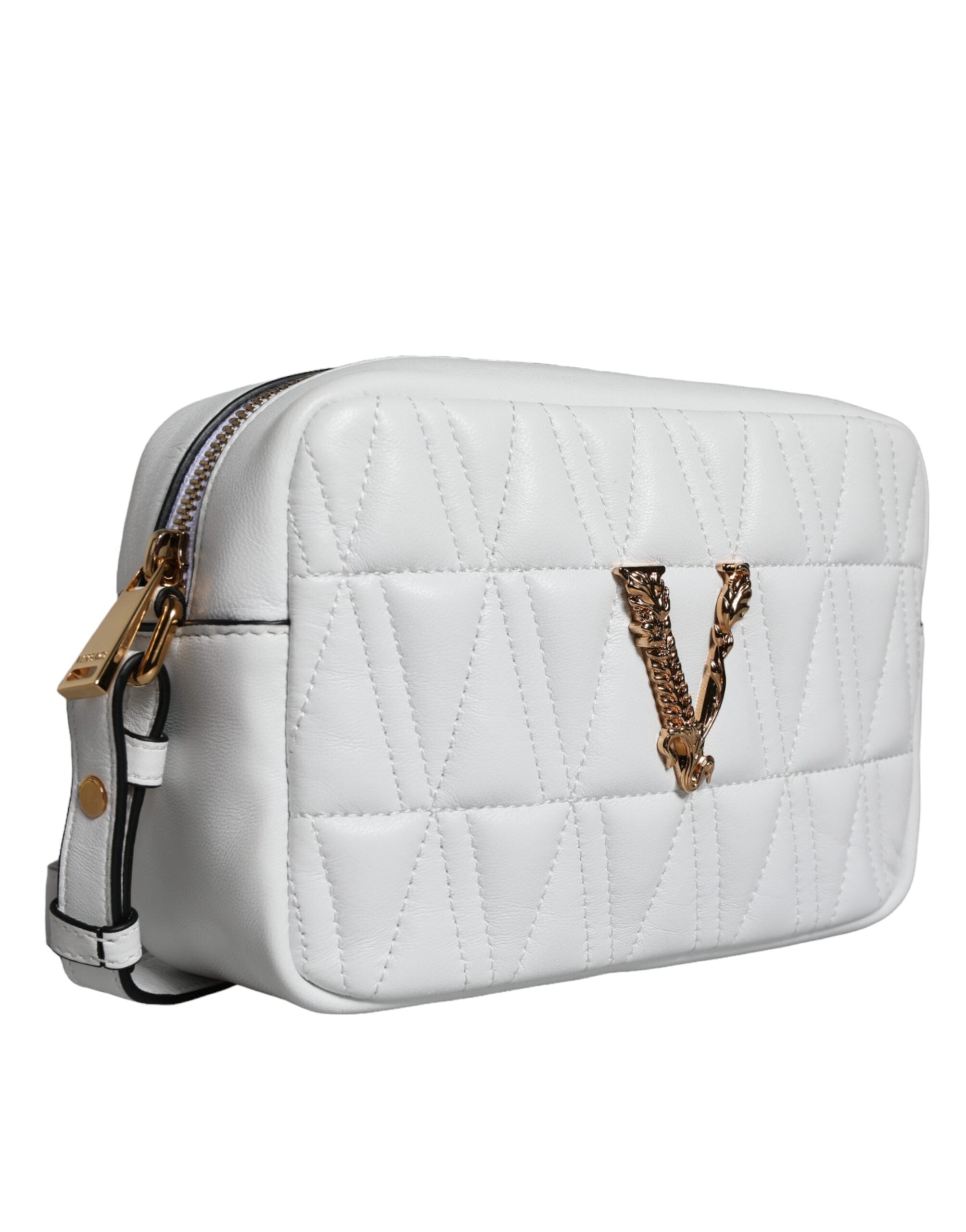 Versace White Quilted Nappa Leather Crossbody Shoulder Bag -  Luxury Cross Body Bag for Women -  Versace. Versace White Quilted Nappa Leather Crossbody Shoulder Bag -  Luxury Cross Body Bag for Women -  Versace.
