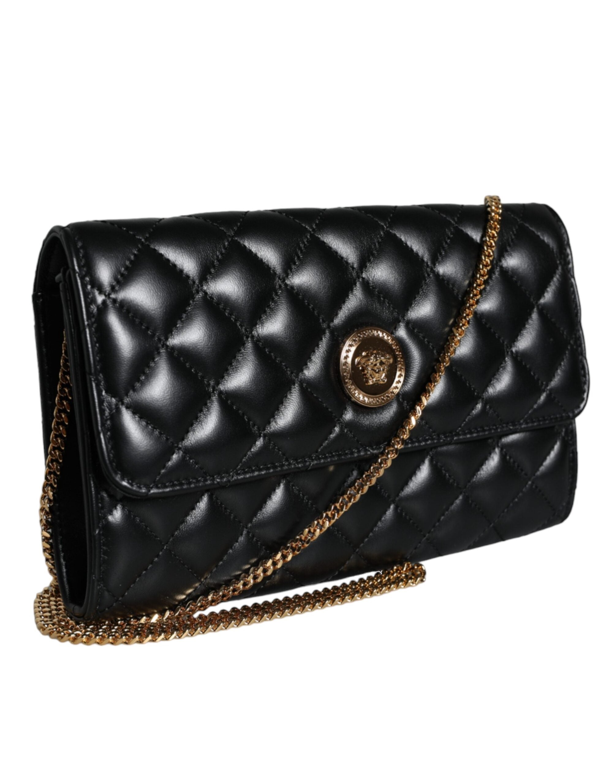 Versace Black Quilted Nappa Leather Crossbody Shoulder Bag -  Luxury Cross Body Bag for Women -  Versace. Versace Black Quilted Nappa Leather Crossbody Shoulder Bag -  Luxury Cross Body Bag for Women -  Versace.