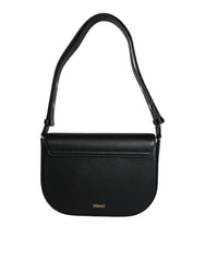 Versace Black Grainy Calf Leather Logo Crossbody Shoulder Bag -  Luxury Shoulder Bag for Women -  Versace.