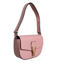 Versace Pink Grainy Calf Leather Logo Crossbody Shoulder Bag -  Luxury Shoulder Bag for Women -  Versace.