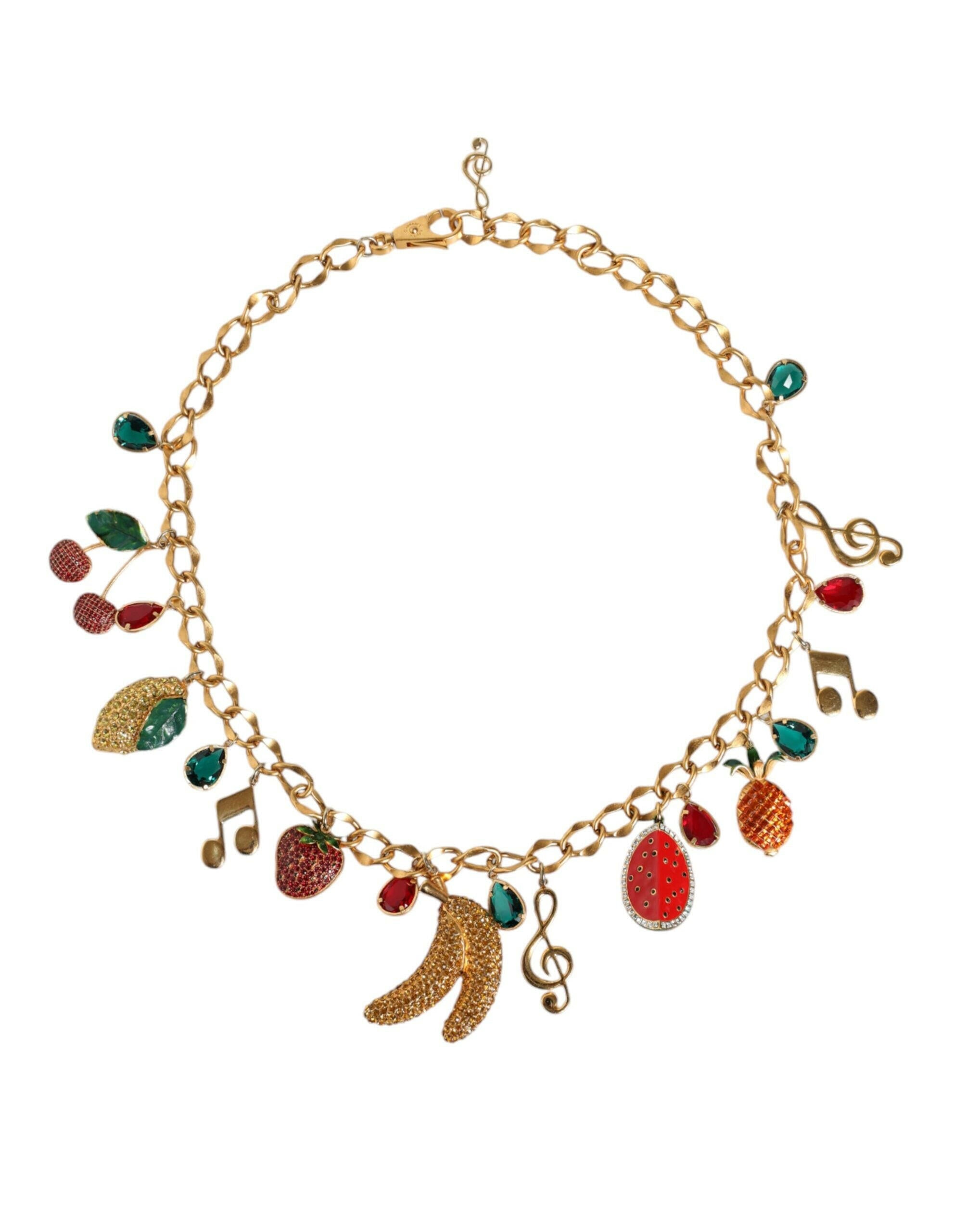 Dolce & Gabbana Gold Tone Brass Fruity Crystal Embellished Waist Chain Belt -   -  Dolce & Gabbana.