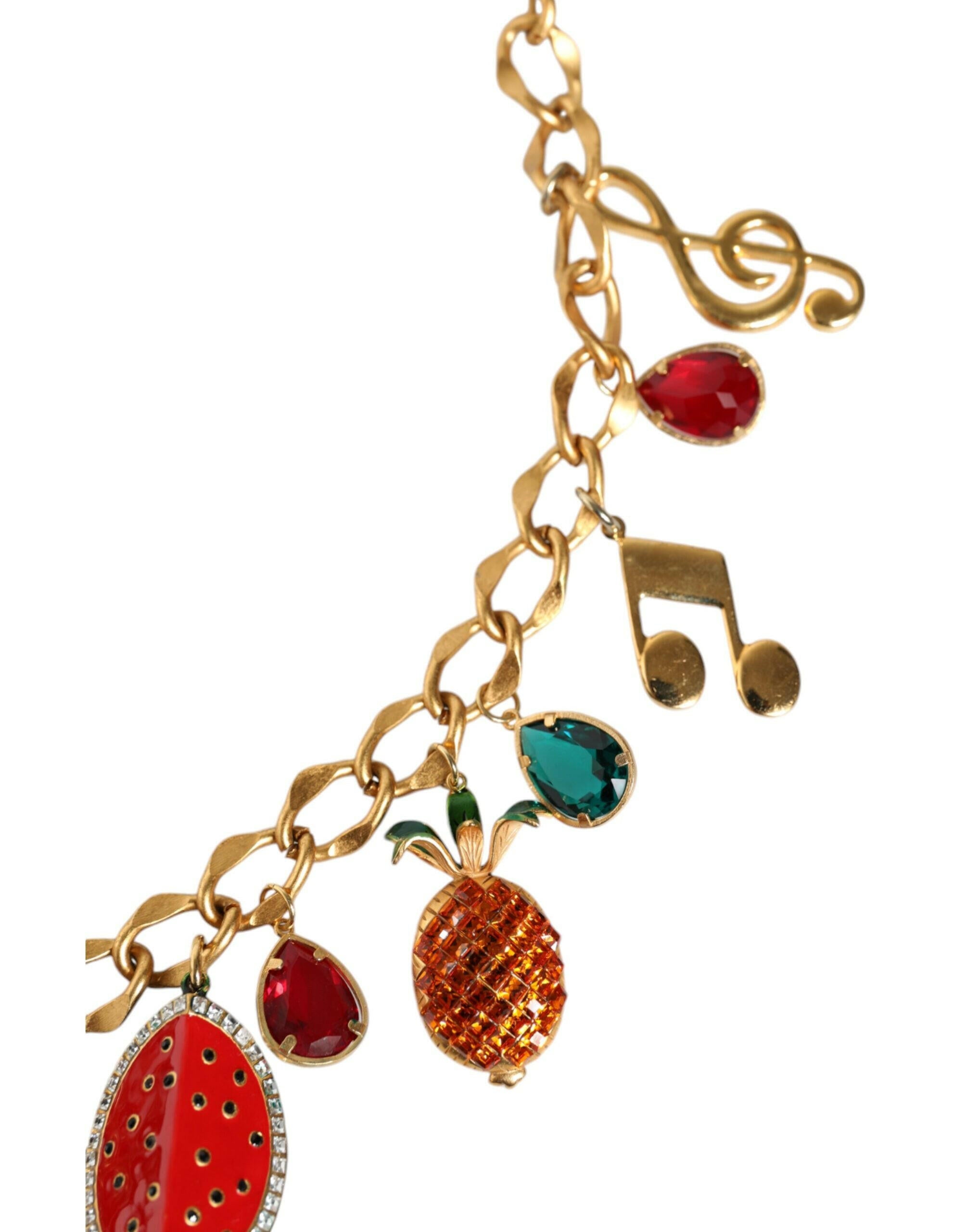Dolce & Gabbana Gold Tone Brass Fruity Crystal Embellished Waist Chain Belt -   -  Dolce & Gabbana. Dolce & Gabbana Gold Tone Brass Fruity Crystal Embellished Waist Chain Belt -   -  Dolce & Gabbana.