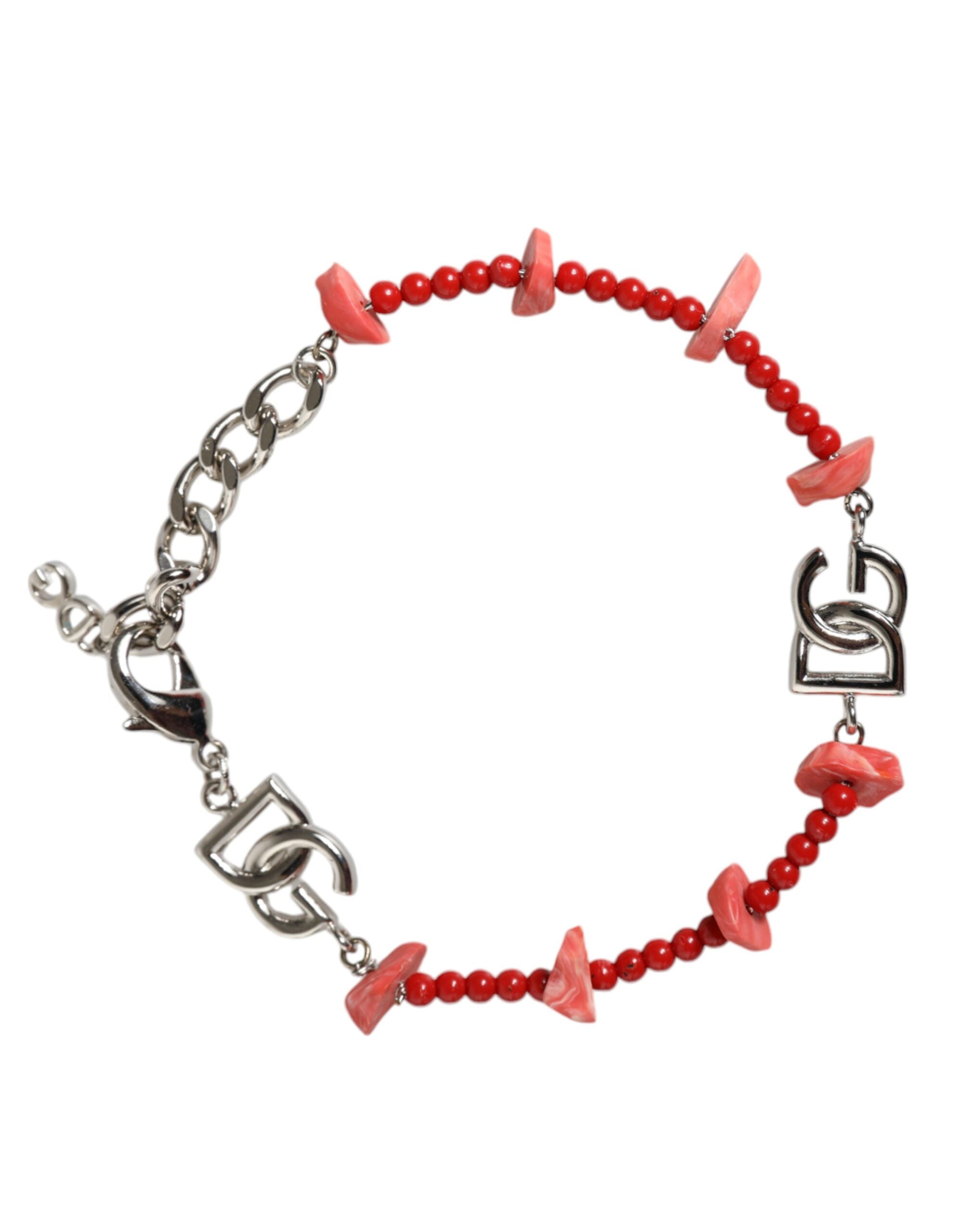 Dolce & Gabbana Silver Tone Brass Beaded Resin DG Logo Chain Bracelet -   -  Dolce & Gabbana. Dolce & Gabbana Silver Tone Brass Beaded Resin DG Logo Chain Bracelet -   -  Dolce & Gabbana.