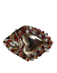 Dolce & Gabbana Gold Tone Brass Sacred Heart Crystal Embellished Brooch -   -  Dolce & Gabbana.