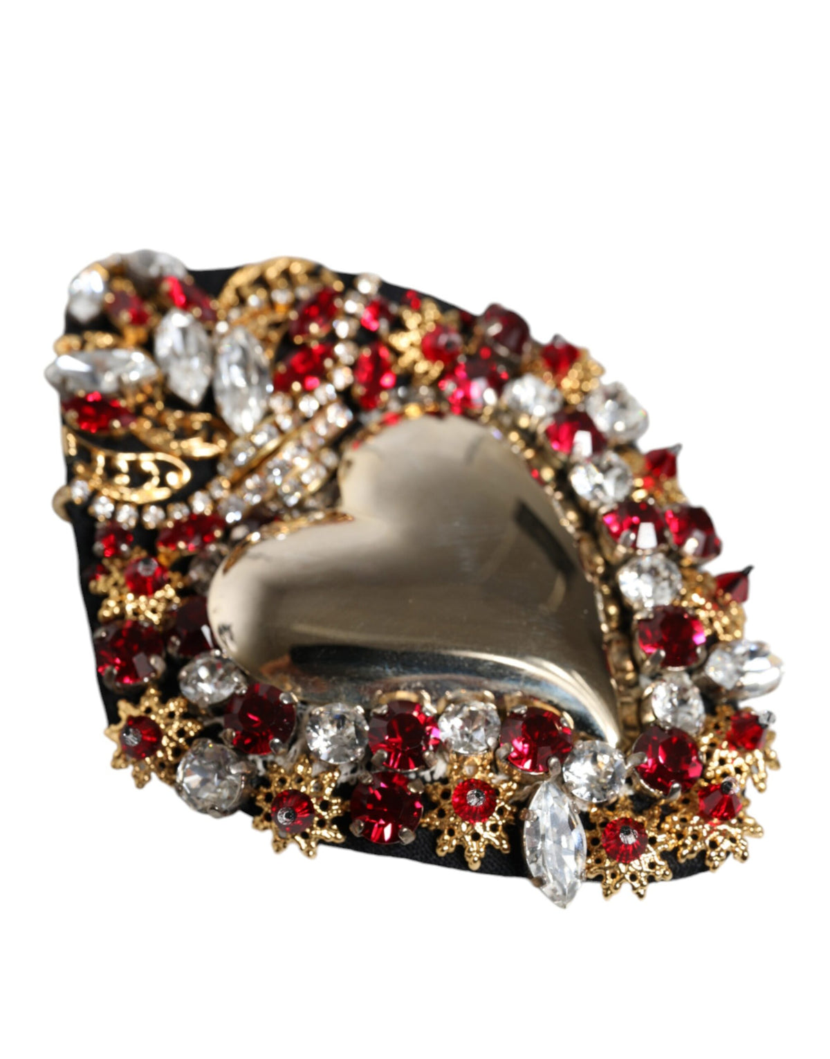 Dolce & Gabbana Gold Tone Brass Sacred Heart Crystal Embellished Brooch -   -  Dolce & Gabbana.