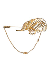 Dolce & Gabbana Gold Tone 925 Sterling Silver Leaf Crystal Chain Brooch -   -  Dolce & Gabbana.
