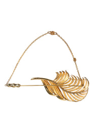 Dolce & Gabbana Gold Tone 925 Sterling Silver Leaf Crystal Chain Brooch -   -  Dolce & Gabbana.