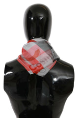 Costume National Gray Red 100% Silk Branded Scarf -   -  Costume National.