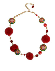 Dolce & Gabbana Gold Brass Red Fur Crystal Waist Torero Belt -   -  Dolce & Gabbana.