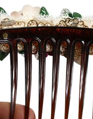 Dolce & Gabbana Brown Plastic Crystal Floral Women Hair Comb -   -  Dolce & Gabbana.