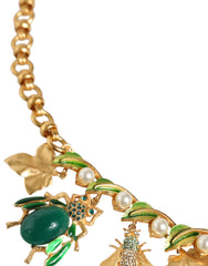Dolce & Gabbana Gold Brass Crystal Bug Charm Pendant Statement Necklace -   -  Dolce & Gabbana.