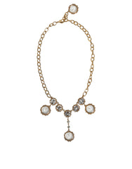 Dolce & Gabbana Gold Chain Brass Crystal Clock Statement Necklace -   -  Dolce & Gabbana.