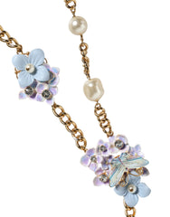 Dolce & Gabbana Gold Chain Brass Floral Layered Crystal Pearl Necklace -   -  Dolce & Gabbana.