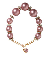 Dolce & Gabbana Pink Maxi Faux Pearl Beads Crystals Gold Chain Necklace -   -  Dolce & Gabbana.