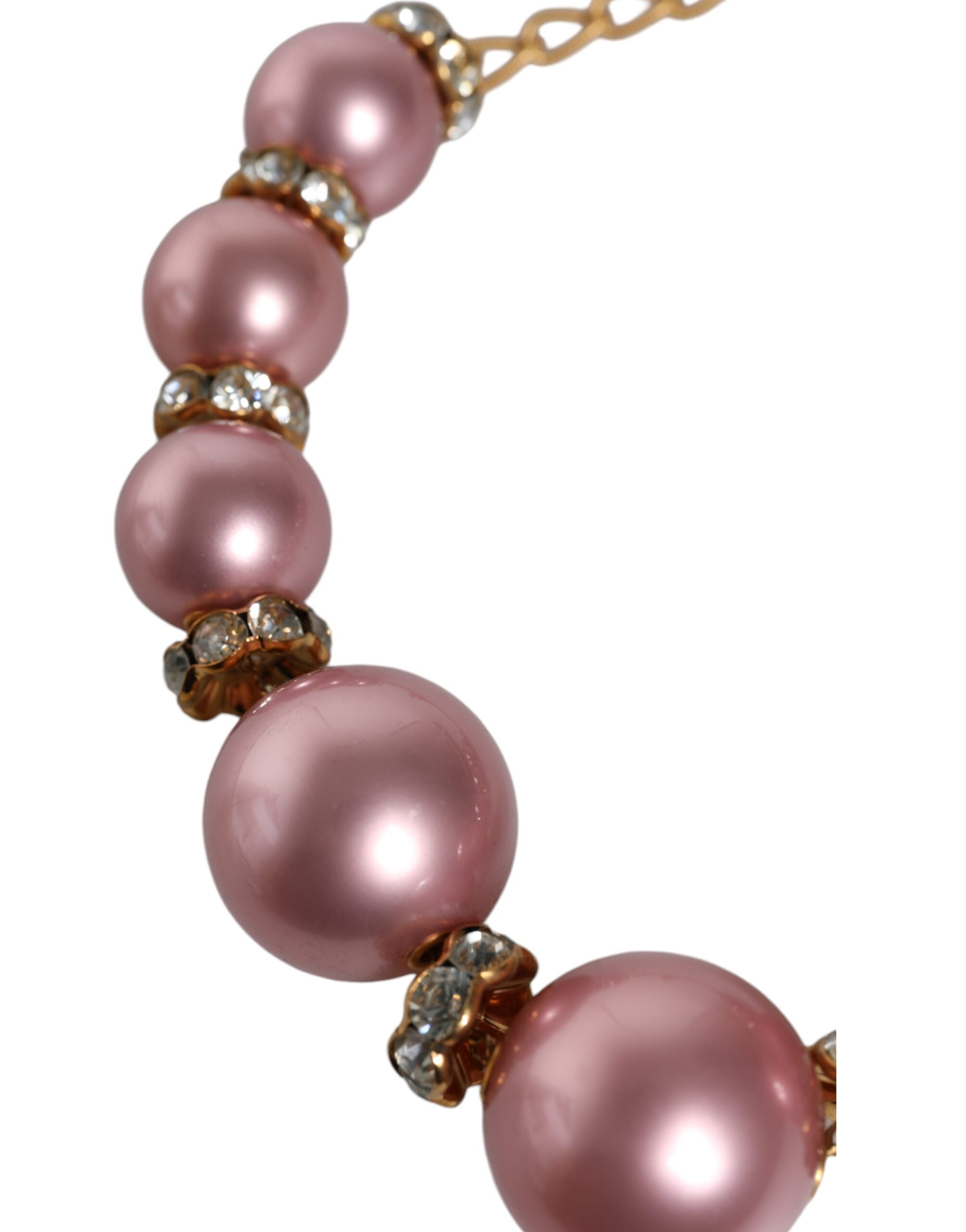 Dolce & Gabbana Pink Maxi Faux Pearl Beads Crystals Gold Chain Necklace -   -  Dolce & Gabbana. Dolce & Gabbana Pink Maxi Faux Pearl Beads Crystals Gold Chain Necklace -   -  Dolce & Gabbana.