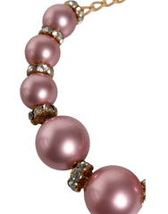Dolce & Gabbana Pink Maxi Faux Pearl Beads Crystals Gold Chain Necklace -   -  Dolce & Gabbana.