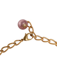 Dolce & Gabbana Pink Maxi Faux Pearl Beads Crystals Gold Chain Necklace -   -  Dolce & Gabbana.