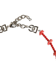 Dolce & Gabbana Silver Tone Brass Beaded Resin DG Logo Chain Necklace -   -  Dolce & Gabbana.