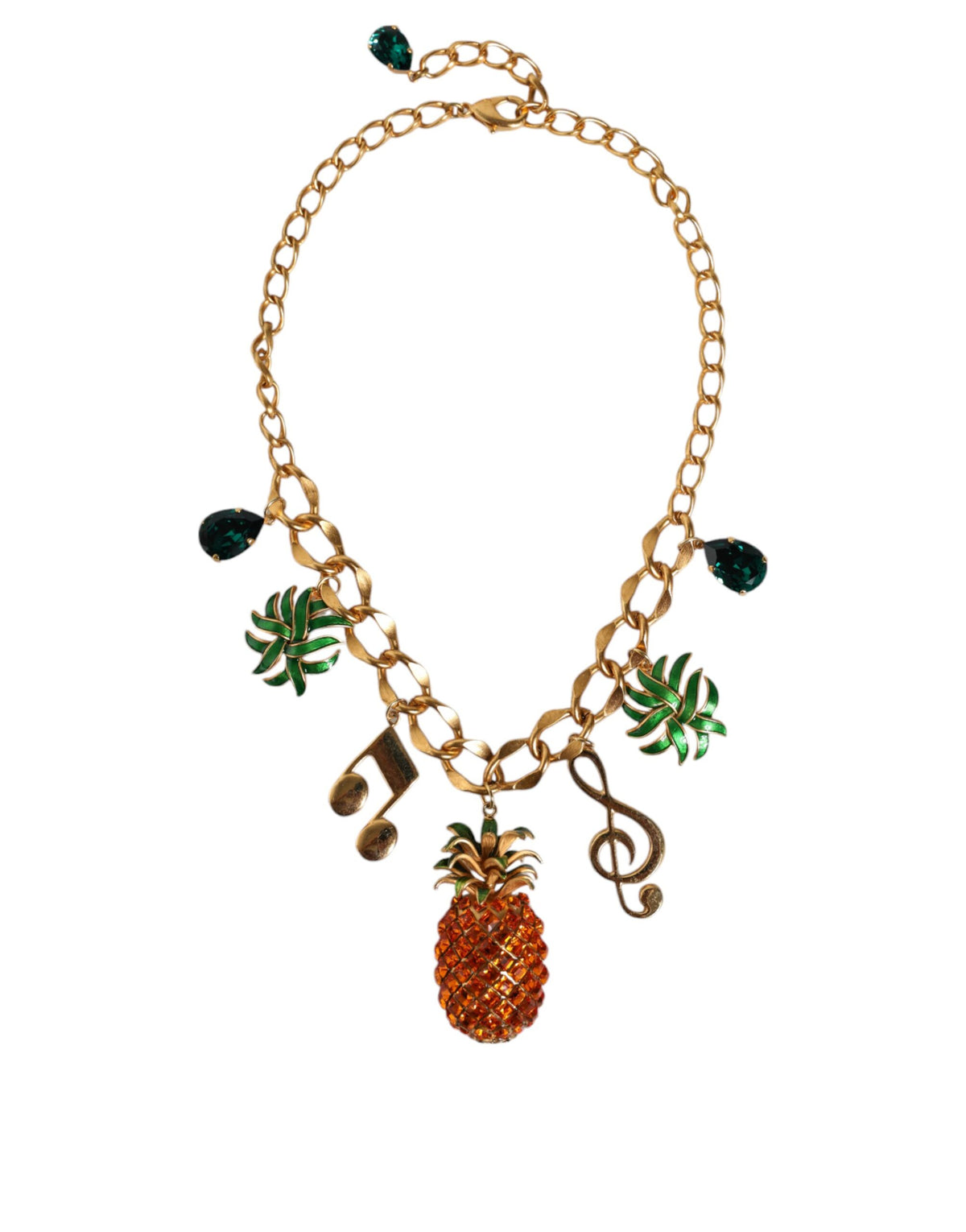 Dolce & Gabbana Gold Tone Brass Chain Pineapple Crystal Musical Necklace -   -  Dolce & Gabbana.